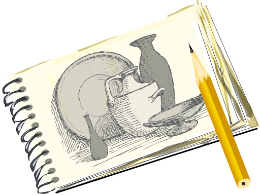 노트북 With A Pencil And A A Cat