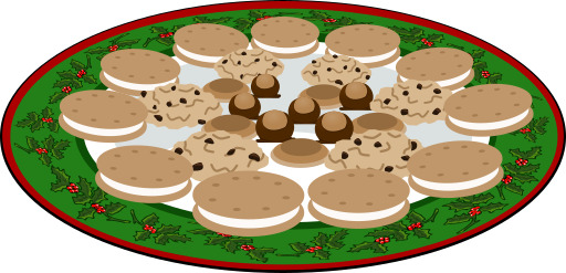 Plate Of 쿠키 On A Green And Red Background