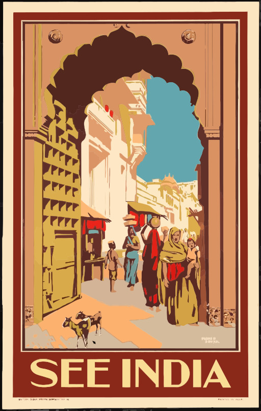 포스터 Of A Street Scene With People And A Dog