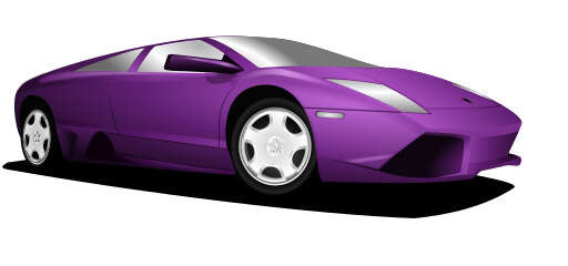 Purple Sports Car On A White Background