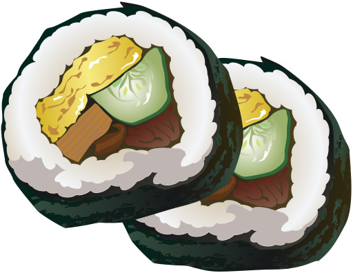 Cucumber와 소스를 가진 초밥 목록