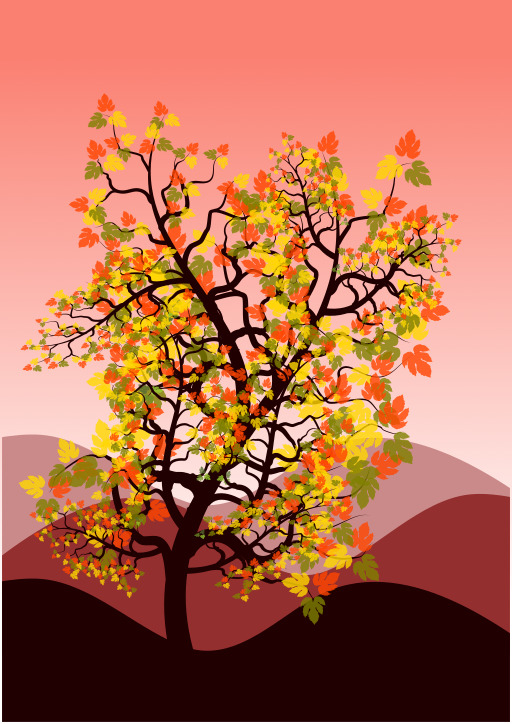 트리 With Autumn Leaves On It