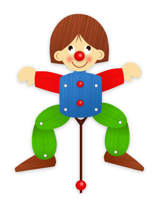 나무 Puppet With A Clown Face And Green Pants