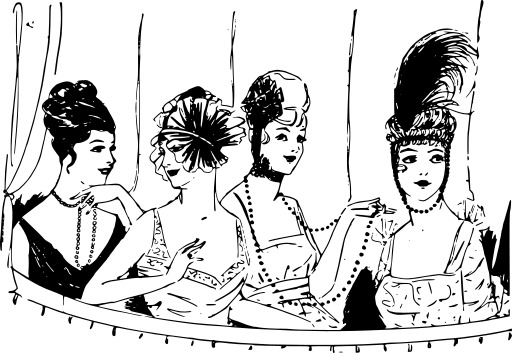 블랙 And White A Group Of Women Sitting At A Table