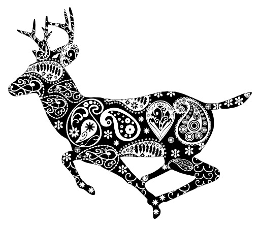 블랙 And White 실루엣 Of A Deer 2