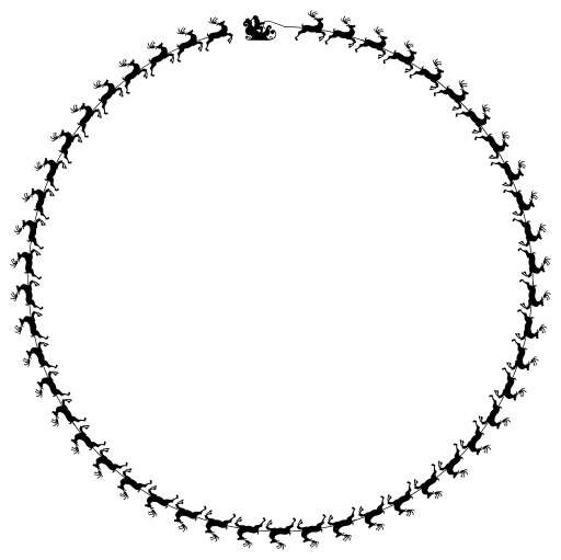 Black And White Silhouette Of Santa Clauss In A Circle
