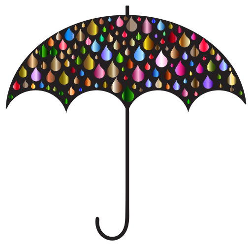 블랙 Umbrella With Colorful Rain Drops On It