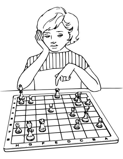 Boy Playing A Game Of Checkers Coloring Page