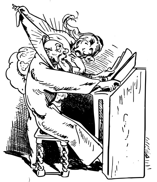 만화 A Man Sitting At A Desk With His Head In His Hands