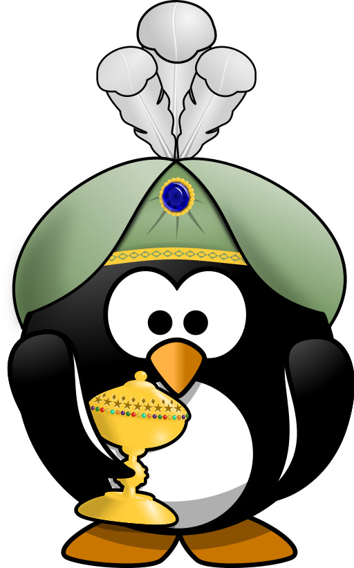만화 Penguin With A Hat And A Gold Cup
