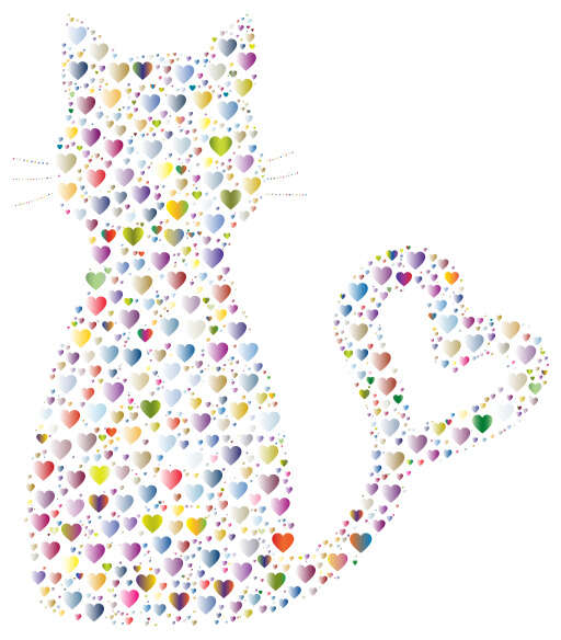 Cat Made Up Of Hearts On A White Background 5
