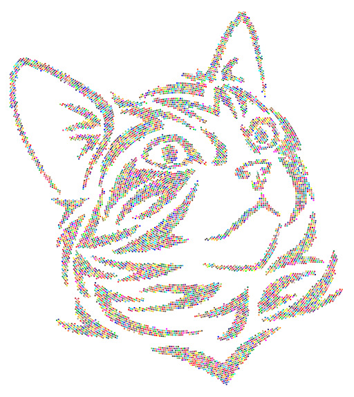 고양이 Made Up Of Small Colored Dots 2