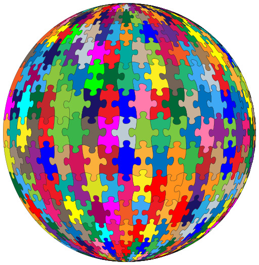 화려한 Puzzle Ball On A White Background