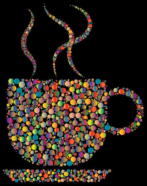 컵 Of Coffee Made Up Of Colorful Circles 5