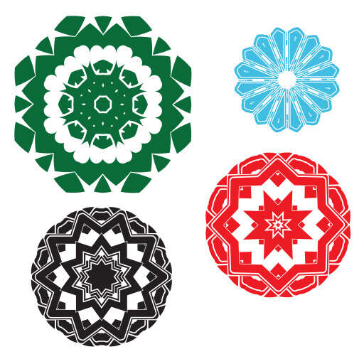 Four Circular Designs In Different Colors