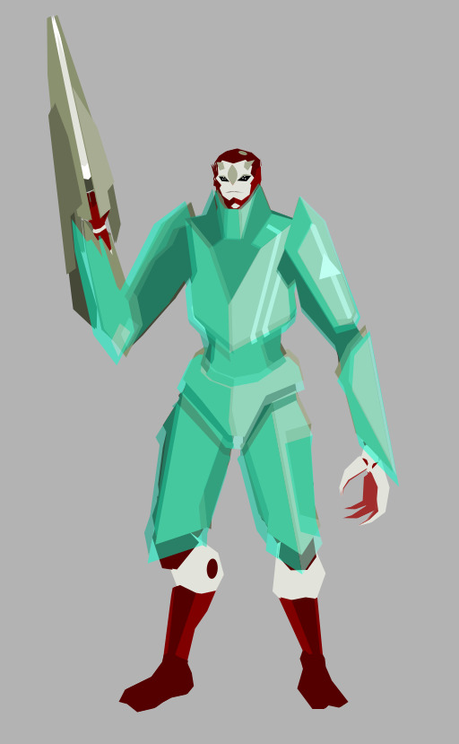 그린 로봇 With A Knife In His Hand