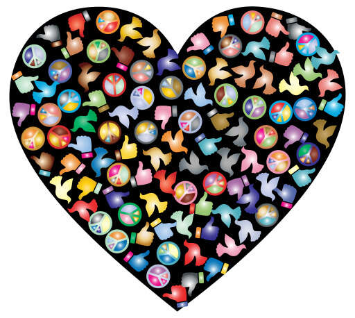 Heart Made Up Of Many Different Colored Fish