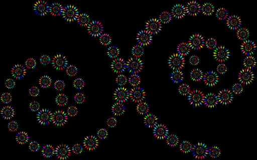 set Of Colored Fireworkss On A Black Background의 경우