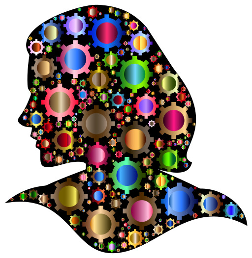 Silhouette Of A Man With Colorful Gears In His Head