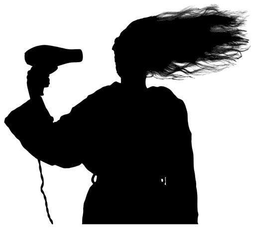 실루엣 Of A Woman With Her Hair Blowing In The Wind
