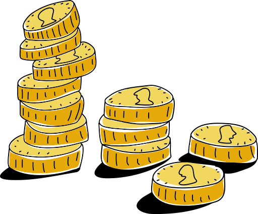 스택 Of Coins On A White Background 2