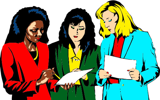 3 Women In Business Attire Looking At A Piece Of Paper의