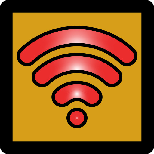 노란색 배경에 빨간색 Wifi 아이콘