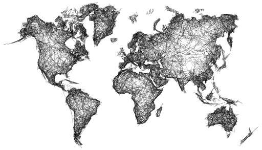 World Map Made Up Of Black And White Lines 2