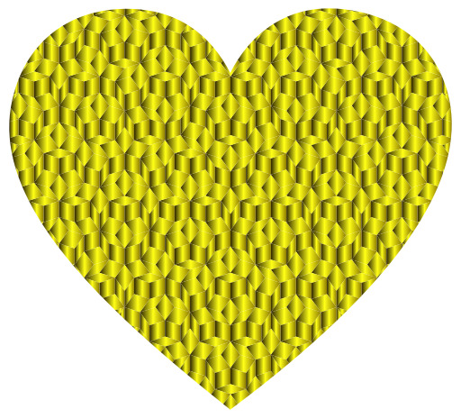 노란색 Heart With A Pattern On It