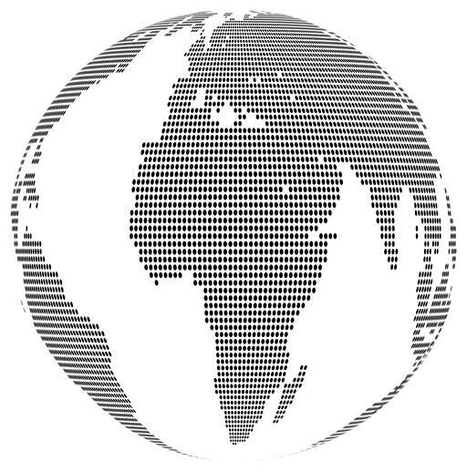 A Black And White Dotted Globe With A White Background(1)