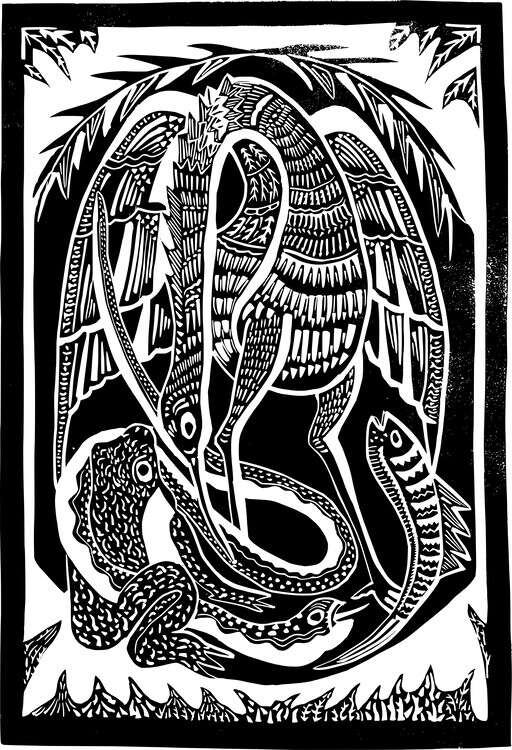 A black and white drawing of an elephant