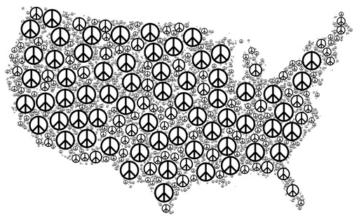A 검정 과 화이트 지도 의 The United 와 Peace Symbols(1)