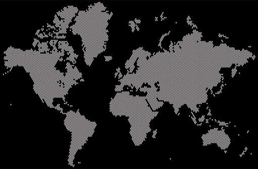 A Black And White World Map On A Black Background(3)