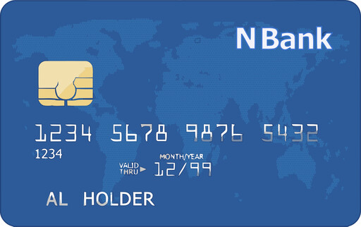 A Blue Credit Card With A World 지도 배경