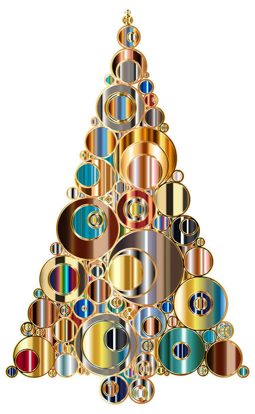 A Christmas Tree Made Out Of Many Different Colored Circles