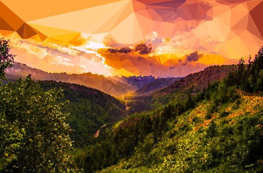 의 디지털 회화 의 a Sunset 에 그만큼 Mountains(2)