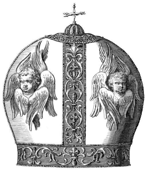Black and white a cross with angels on it