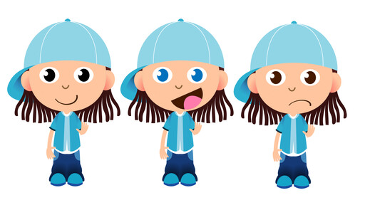 A 소녀 에 A Blue Hat 과 Blue Pants