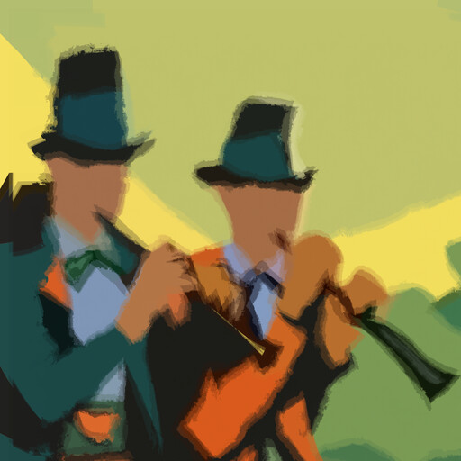 악기를 연주 하는 두 사람 의 그림