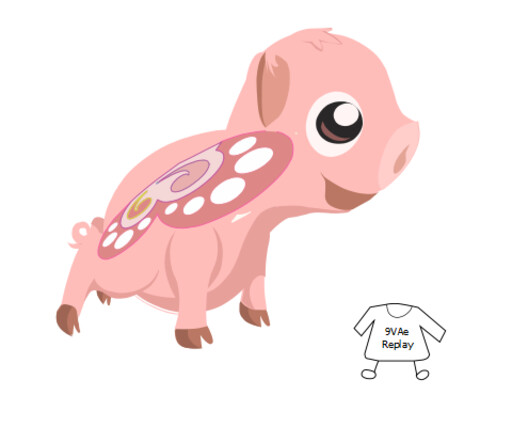 A 핑크 Pig 와 A T 셔츠 에 그것 S 뒤