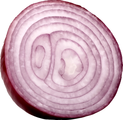 흰색 배경에 Sliced Red Onion