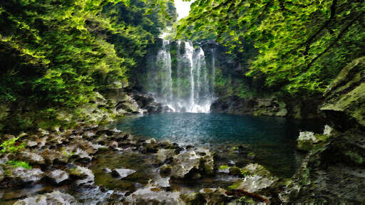 A Small Waterfall In The Middle Of A Forest(2)