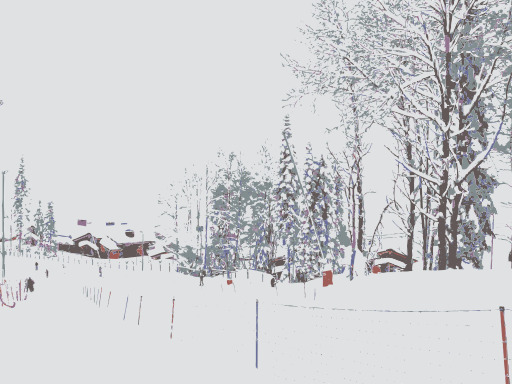스키 슬로프에 Snowboarder