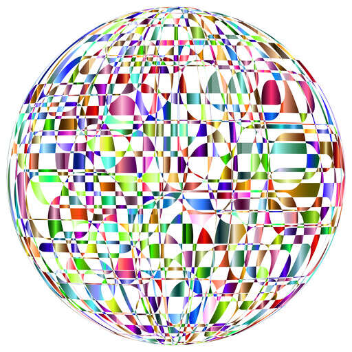 A Sphere Made Up Of Many Colored Squares