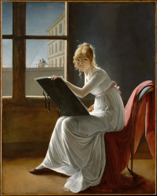 A 여성 에 A 화이트 Dress Sitting 에 A 빨강의 의자 독서 A 책