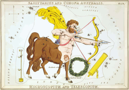 A Zodiac Sign With A Woman On A Horse Holding A Bow And Arrow