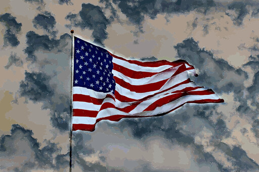 미국의 Flag Flying 에 The Sky