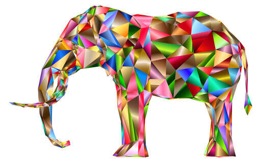 An Elephant Made Up Of Colorful Triangles(3)