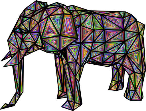 An Elephant Made Up Of Triangles On A White Background(1)