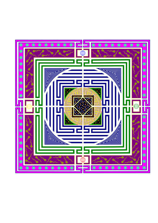 An Illustration Of A Square Maze With A Flower In The Center